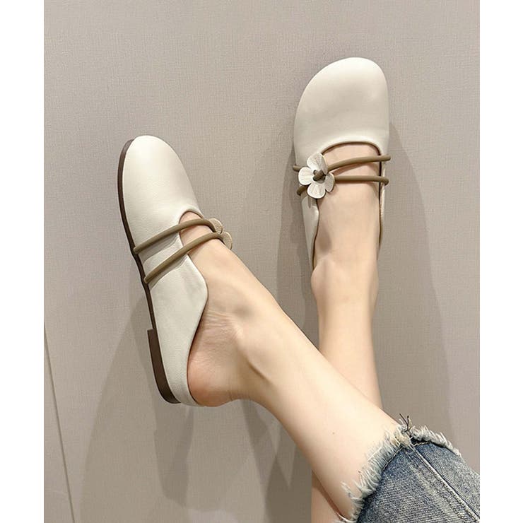 【shoes 365】フラワーデザインストラップミュールシューズ | aimoha  | 詳細画像4 