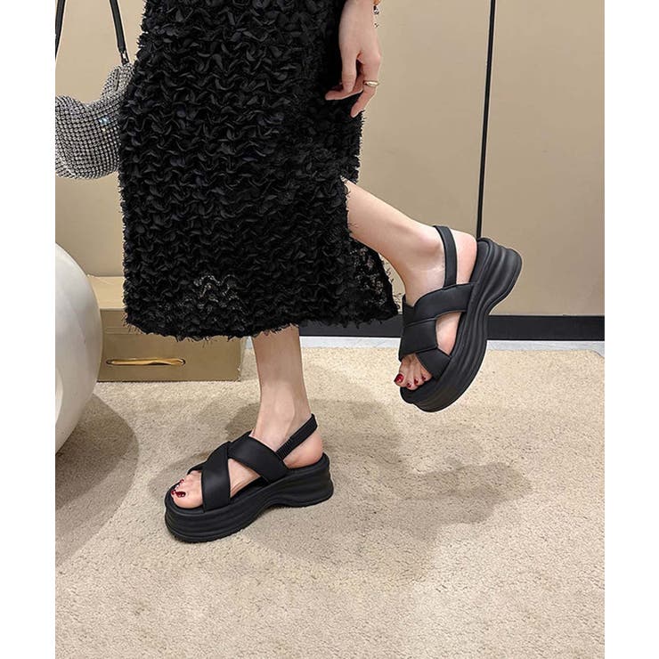 【shoes 365】厚底クロスストラップサンダル | aimoha  | 詳細画像2 