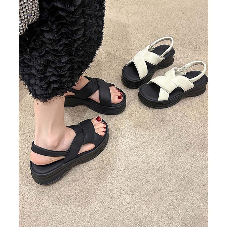 【shoes 365】厚底クロスストラップサンダル | aimoha  | 詳細画像4 