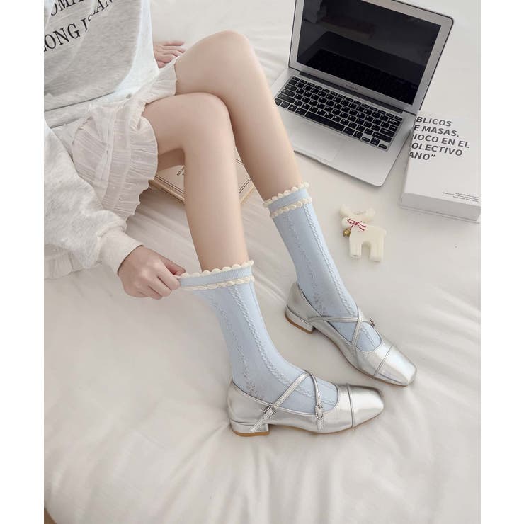 ブルー | [2025 MOSOX NEW COLLECTION]ダブルフリルソックス | aimoha 