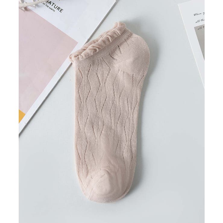 モカ | 薄手フリルショートソックス | aimoha 