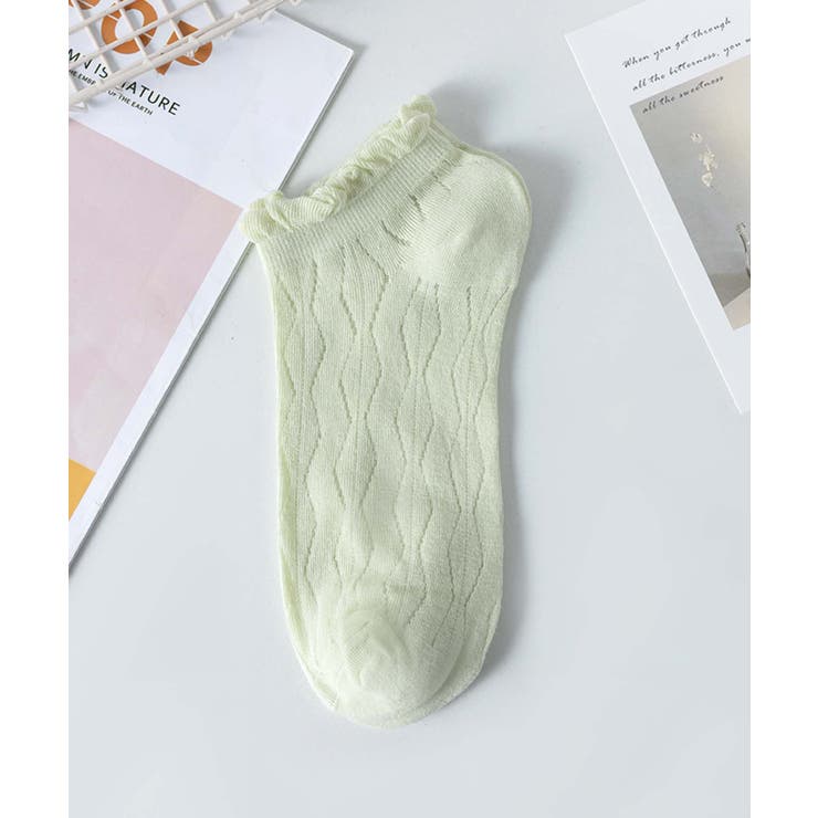 グリーン | 薄手フリルショートソックス | aimoha 