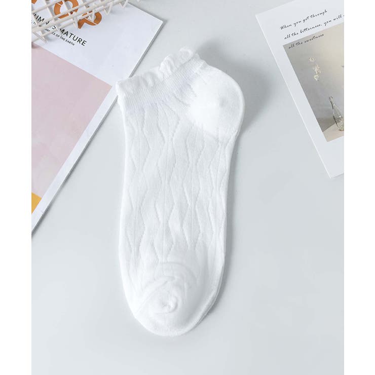 ホワイト | 薄手フリルショートソックス | aimoha 