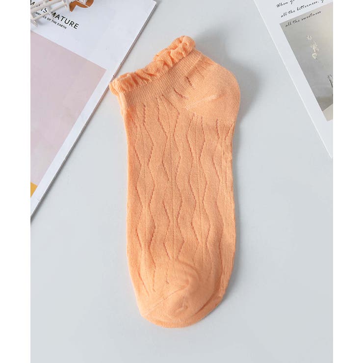 オレンジ | 薄手フリルショートソックス | aimoha 