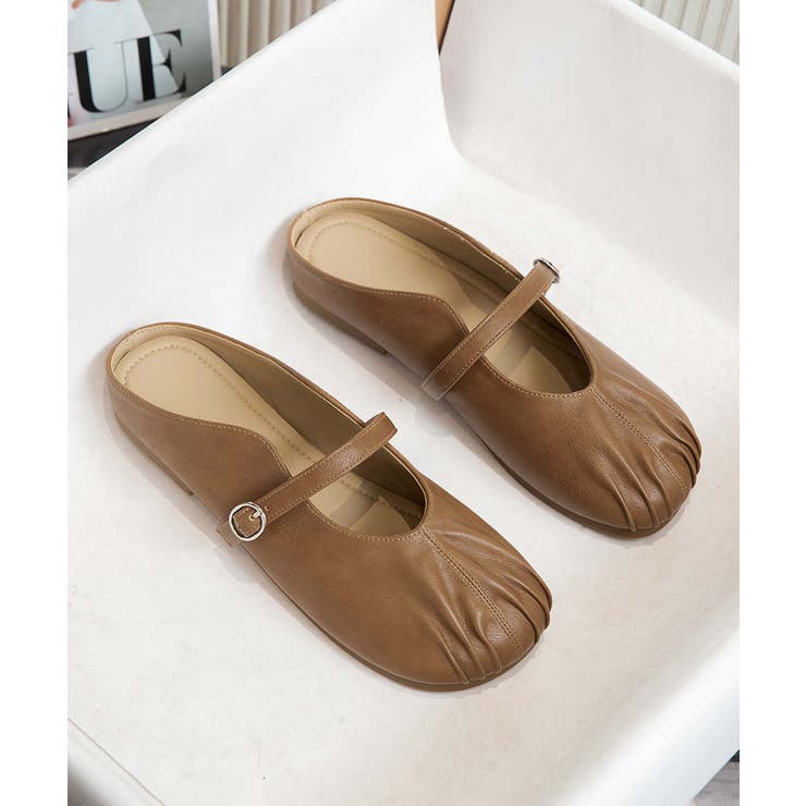 【shoes 365】ギャザーデザインメリージェーンミュール | aimoha  | 詳細画像1 