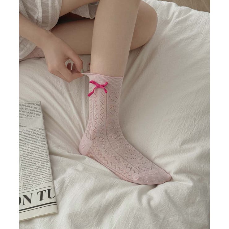 ピンク | [2025 MOSOX NEW COLLECTION]リボンレースソックス | aimoha 
