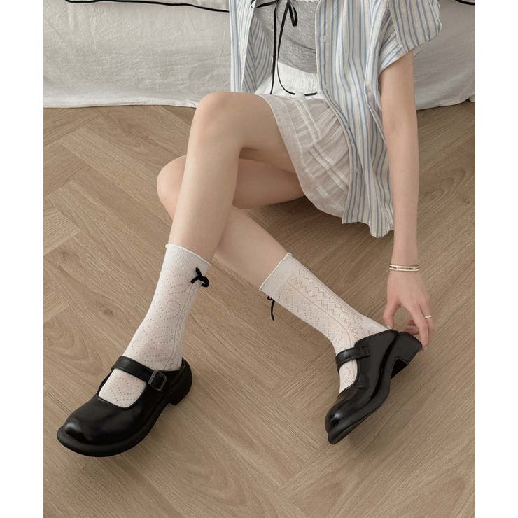 ホワイト | [2025 MOSOX NEW COLLECTION]リボンレースソックス | aimoha 