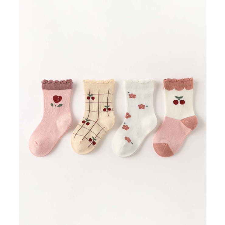 ミックス | ピンク系のキッズソックス4足セット | aimoha kids