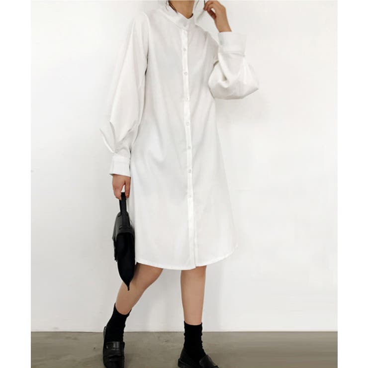 シャツワンピース 長袖 ロングシャツ | aimoha  | 詳細画像1 