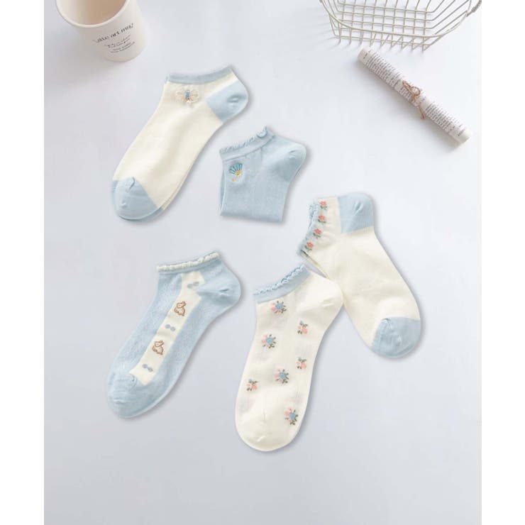 5足セット17柄【MOSOX】ガーリーデザインレーヨン混アンクルソックス  | aimoha  | 詳細画像7 