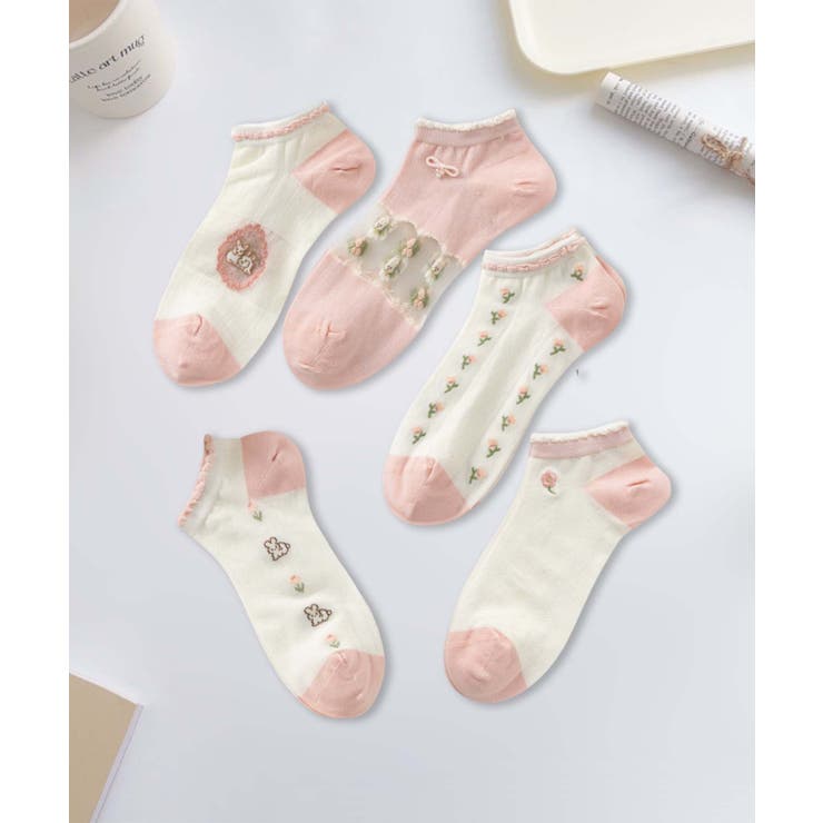 5足セット17柄【MOSOX】ガーリーデザインレーヨン混アンクルソックス  | aimoha  | 詳細画像8 