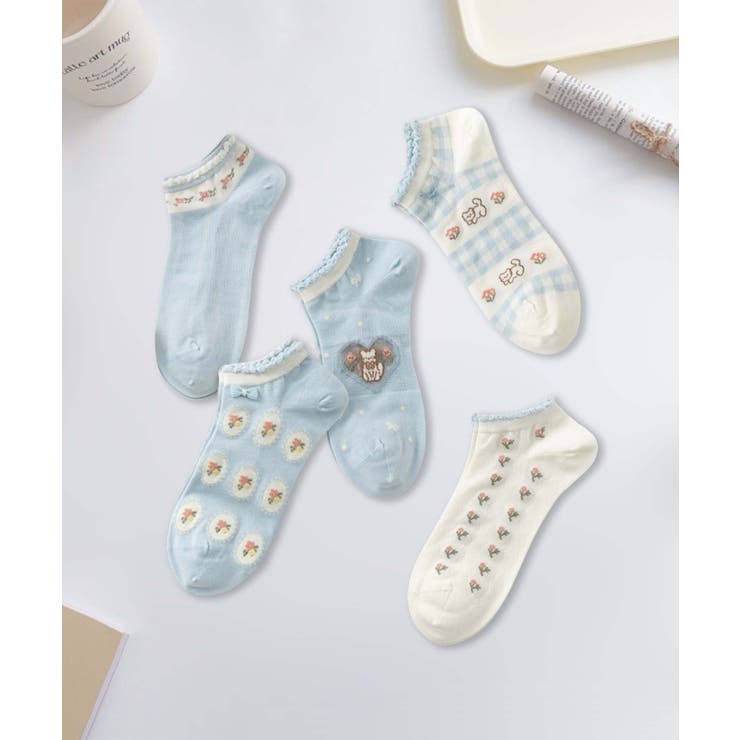 5足セット17柄【MOSOX】ガーリーデザインレーヨン混アンクルソックス  | aimoha  | 詳細画像11 