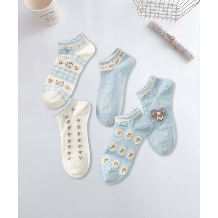 5足セット17柄【MOSOX】ガーリーデザインレーヨン混アンクルソックス  | aimoha  | 詳細画像12 