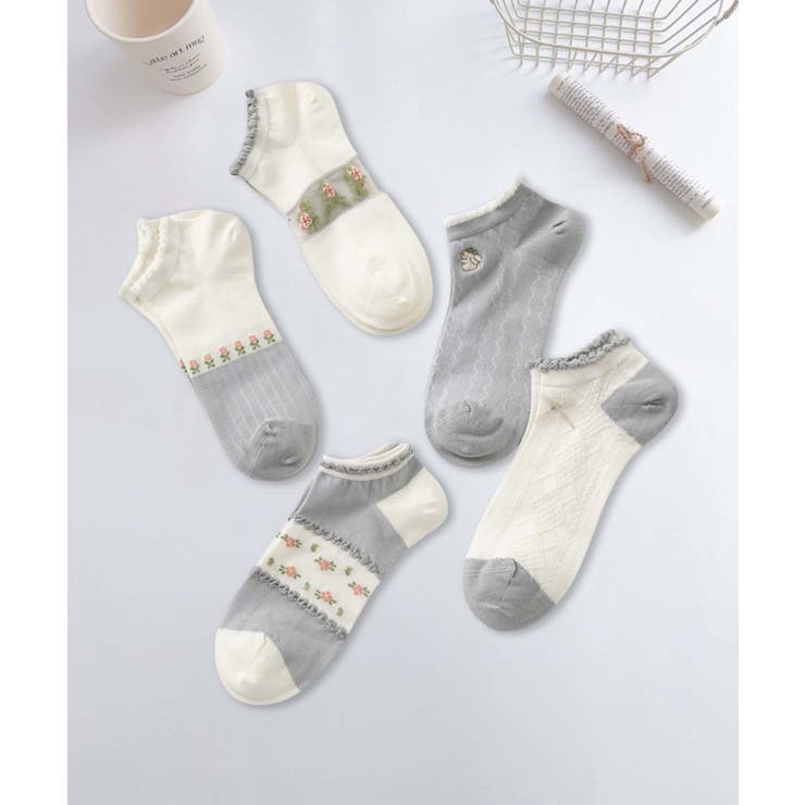 5足セット17柄【MOSOX】ガーリーデザインレーヨン混アンクルソックス  | aimoha  | 詳細画像15 