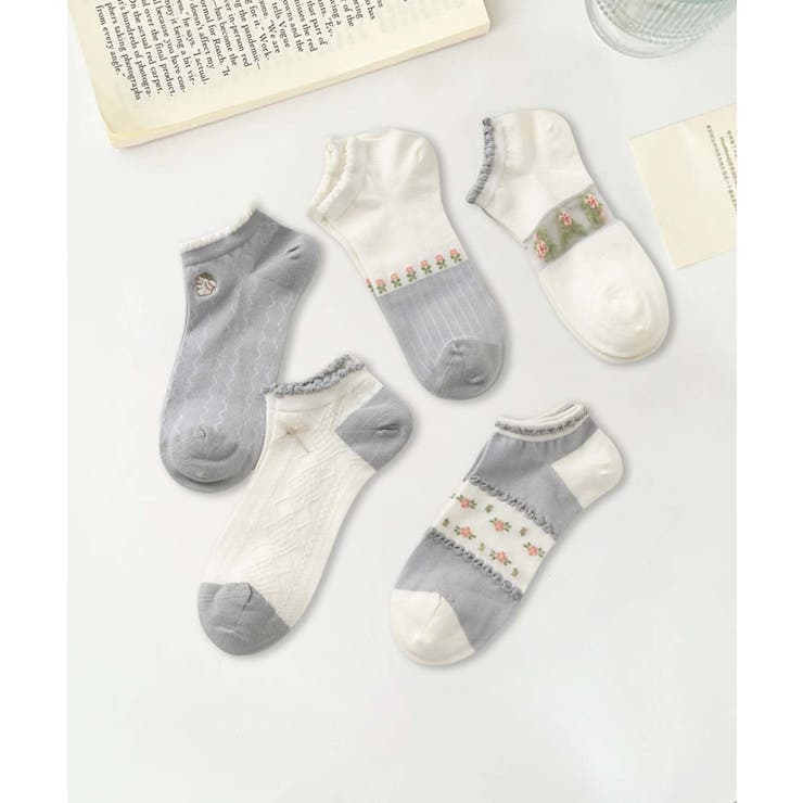 5足セット17柄【MOSOX】ガーリーデザインレーヨン混アンクルソックス  | aimoha  | 詳細画像16 