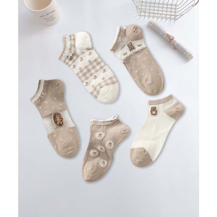 5足セット17柄【MOSOX】ガーリーデザインレーヨン混アンクルソックス  | aimoha  | 詳細画像18 