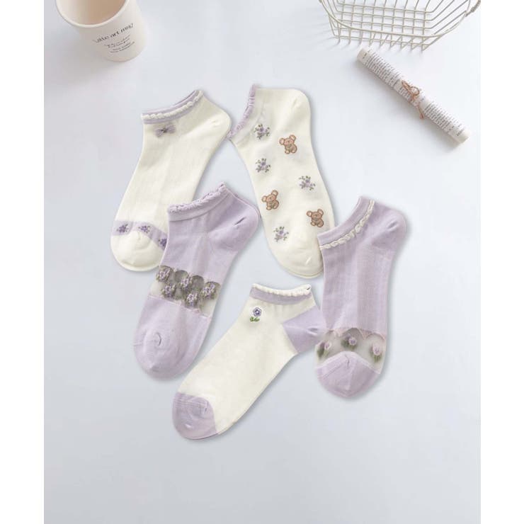 5足セット17柄【MOSOX】ガーリーデザインレーヨン混アンクルソックス  | aimoha  | 詳細画像21 