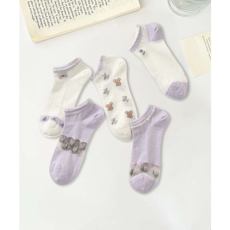 5足セット17柄【MOSOX】ガーリーデザインレーヨン混アンクルソックス  | aimoha  | 詳細画像22 