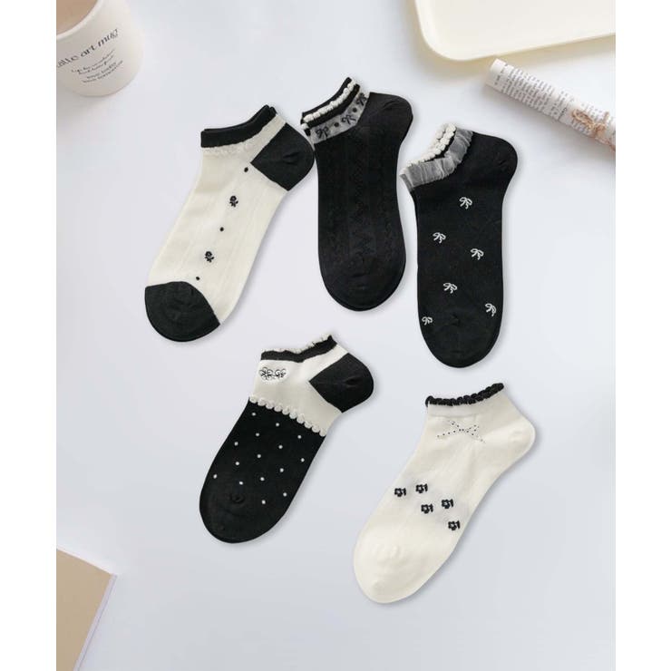 5足セット17柄【MOSOX】ガーリーデザインレーヨン混アンクルソックス  | aimoha  | 詳細画像29 