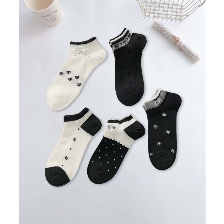 5足セット17柄【MOSOX】ガーリーデザインレーヨン混アンクルソックス  | aimoha  | 詳細画像30 