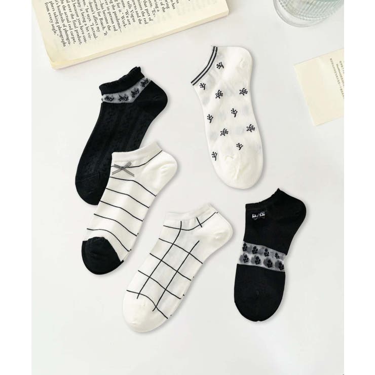 5足セット17柄【MOSOX】ガーリーデザインレーヨン混アンクルソックス  | aimoha  | 詳細画像3 