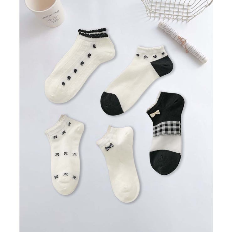 5足セット17柄【MOSOX】ガーリーデザインレーヨン混アンクルソックス  | aimoha  | 詳細画像32 