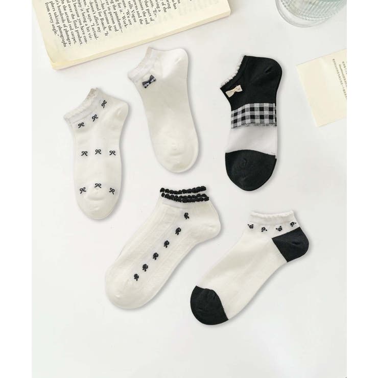 5足セット17柄【MOSOX】ガーリーデザインレーヨン混アンクルソックス  | aimoha  | 詳細画像33 