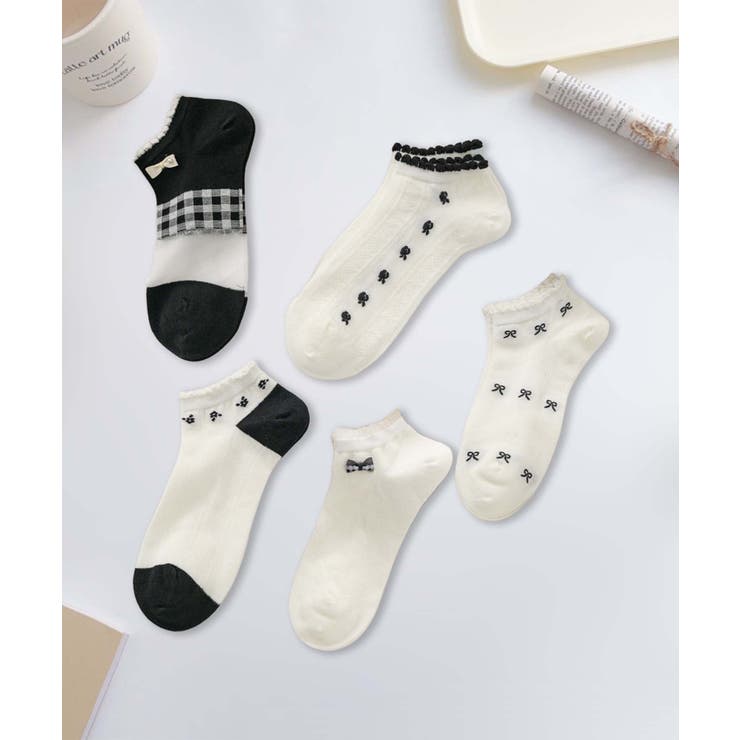 5足セット17柄【MOSOX】ガーリーデザインレーヨン混アンクルソックス  | aimoha  | 詳細画像34 