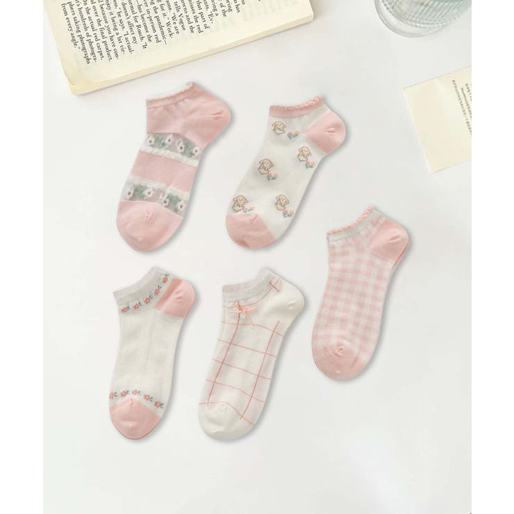 5足セット17柄【MOSOX】ガーリーデザインレーヨン混アンクルソックス  | aimoha  | 詳細画像37 