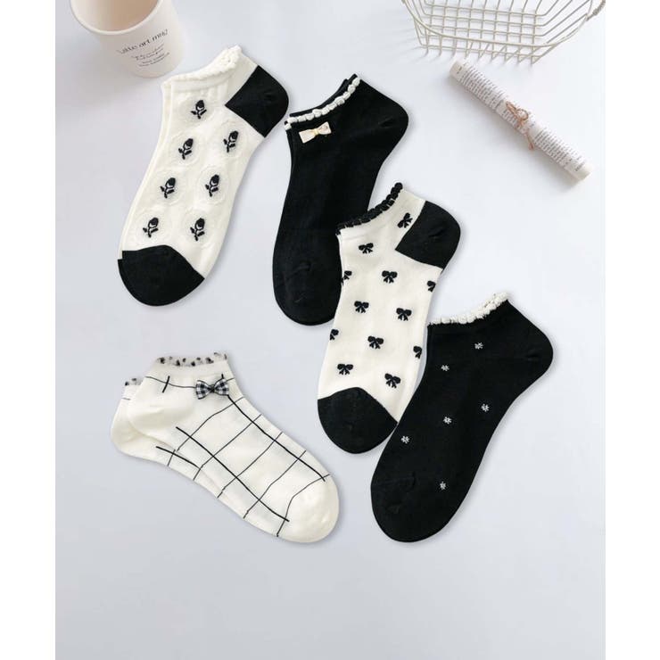 5足セット17柄【MOSOX】ガーリーデザインレーヨン混アンクルソックス  | aimoha  | 詳細画像5 