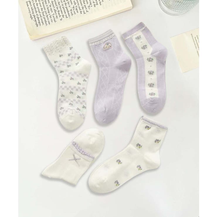 5足セット12タイプ【MOSOX】ガーリーデザインレーヨン混ソックス  | aimoha  | 詳細画像8 