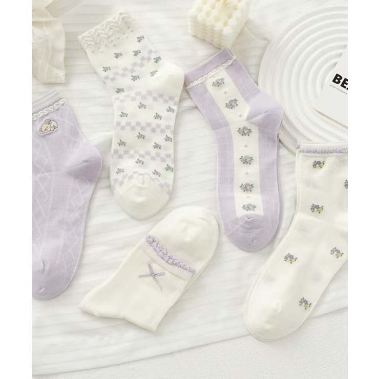 5足セット12タイプ【MOSOX】ガーリーデザインレーヨン混ソックス  | aimoha  | 詳細画像9 