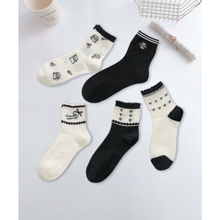 5足セット12タイプ【MOSOX】ガーリーデザインレーヨン混ソックス  | aimoha  | 詳細画像14 