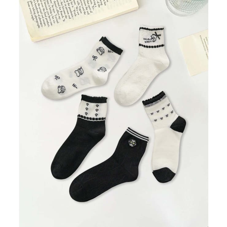5足セット12タイプ【MOSOX】ガーリーデザインレーヨン混ソックス  | aimoha  | 詳細画像15 