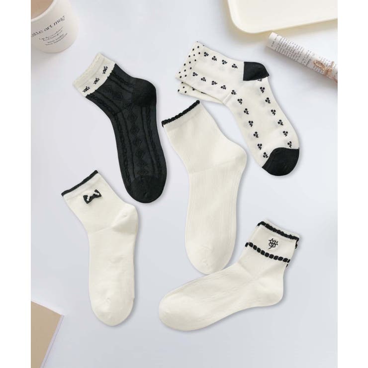 5足セット12タイプ【MOSOX】ガーリーデザインレーヨン混ソックス  | aimoha  | 詳細画像2 
