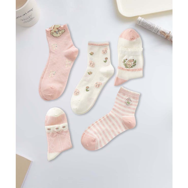 5足セット12タイプ【MOSOX】ガーリーデザインレーヨン混ソックス  | aimoha  | 詳細画像16 