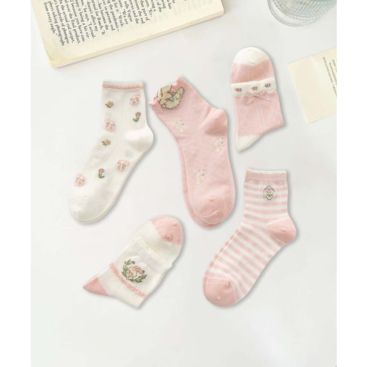 5足セット12タイプ【MOSOX】ガーリーデザインレーヨン混ソックス  | aimoha  | 詳細画像18 