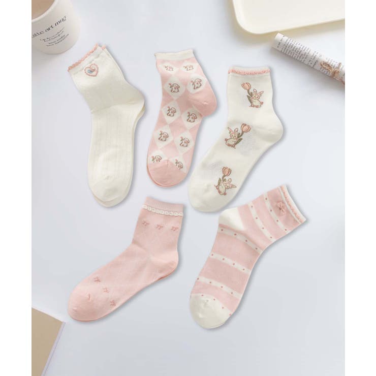 5足セット12タイプ【MOSOX】ガーリーデザインレーヨン混ソックス  | aimoha  | 詳細画像19 