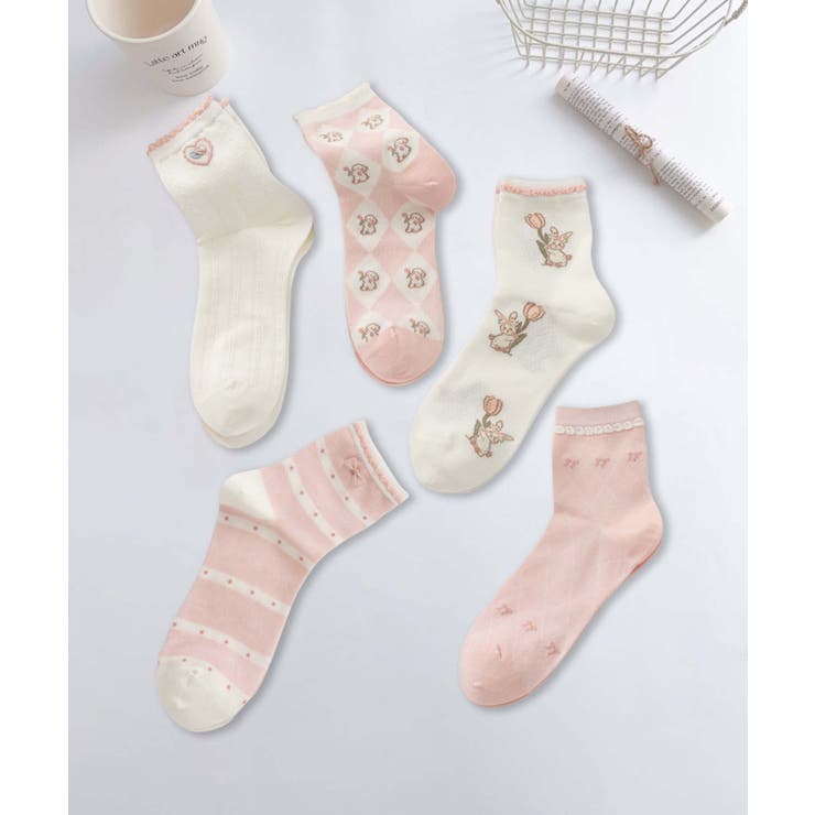 5足セット12タイプ【MOSOX】ガーリーデザインレーヨン混ソックス  | aimoha  | 詳細画像20 
