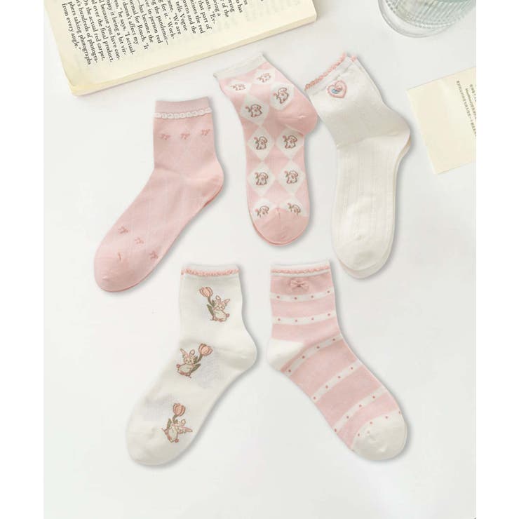 5足セット12タイプ【MOSOX】ガーリーデザインレーヨン混ソックス  | aimoha  | 詳細画像21 
