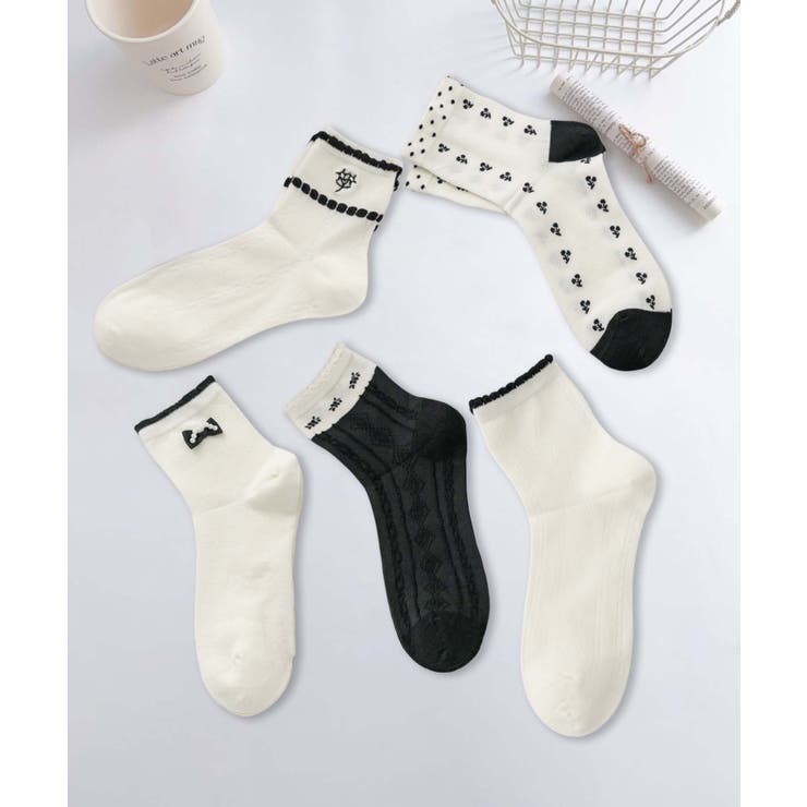 5足セット12タイプ【MOSOX】ガーリーデザインレーヨン混ソックス  | aimoha  | 詳細画像3 