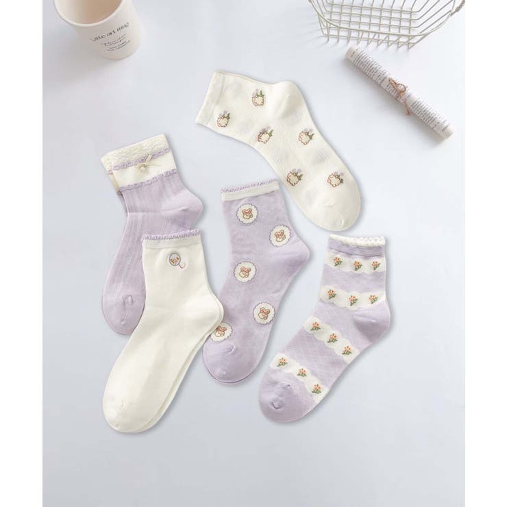 5足セット12タイプ【MOSOX】ガーリーデザインレーヨン混ソックス  | aimoha  | 詳細画像23 