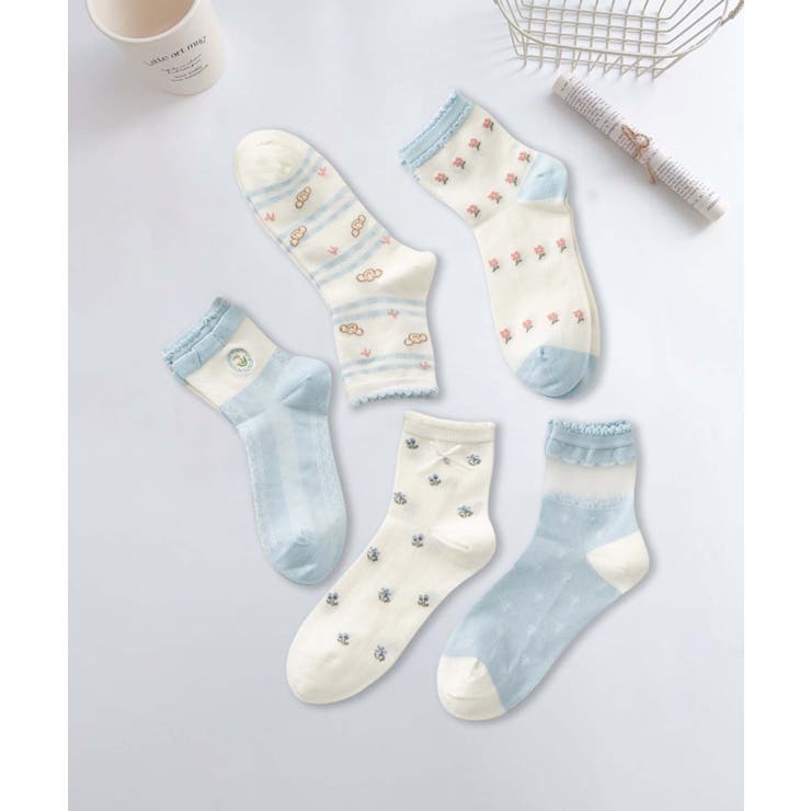 5足セット12タイプ【MOSOX】ガーリーデザインレーヨン混ソックス  | aimoha  | 詳細画像25 