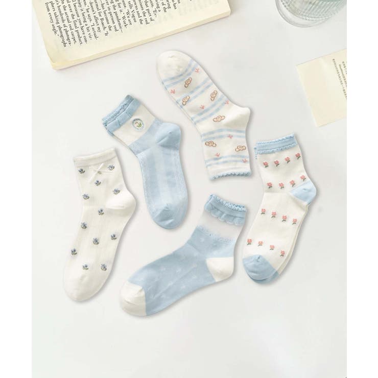 5足セット12タイプ【MOSOX】ガーリーデザインレーヨン混ソックス  | aimoha  | 詳細画像26 
