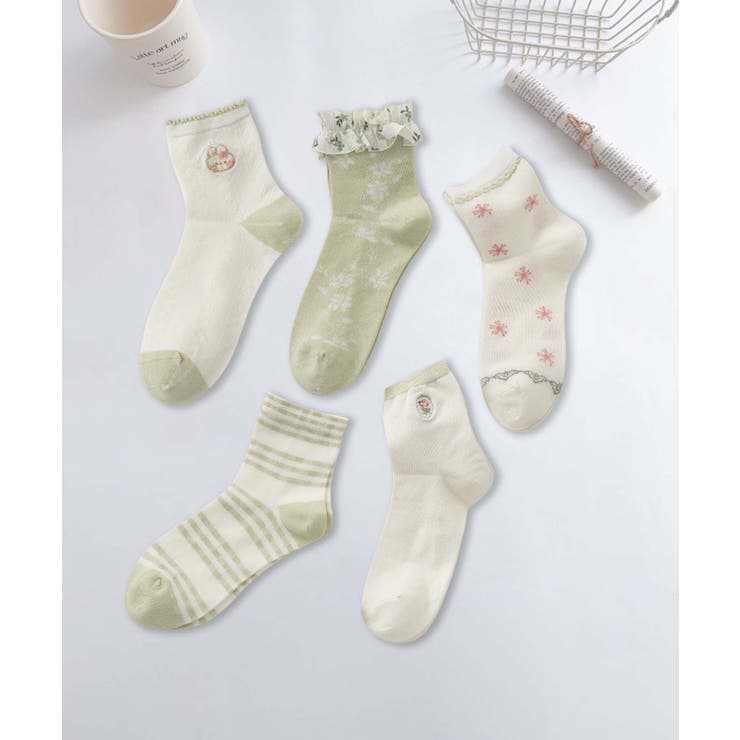 5足セット12タイプ【MOSOX】ガーリーデザインレーヨン混ソックス  | aimoha  | 詳細画像28 