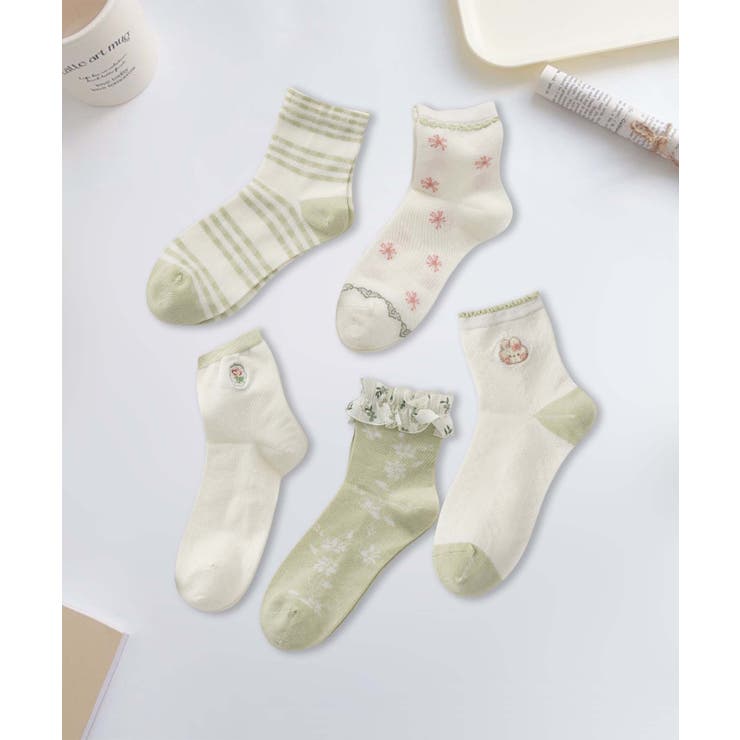 5足セット12タイプ【MOSOX】ガーリーデザインレーヨン混ソックス  | aimoha  | 詳細画像30 