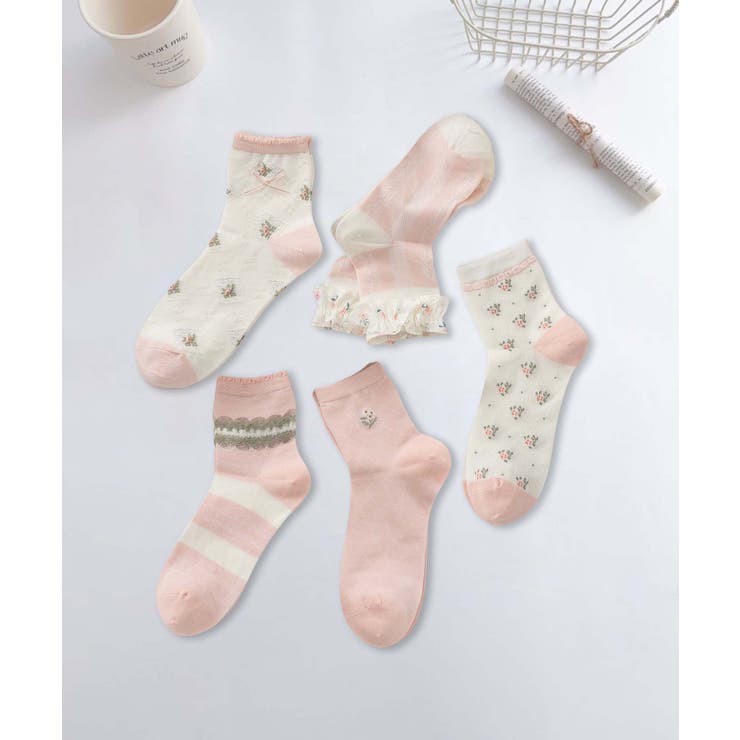 5足セット12タイプ【MOSOX】ガーリーデザインレーヨン混ソックス  | aimoha  | 詳細画像32 