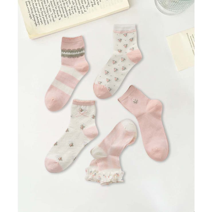 5足セット12タイプ【MOSOX】ガーリーデザインレーヨン混ソックス  | aimoha  | 詳細画像33 