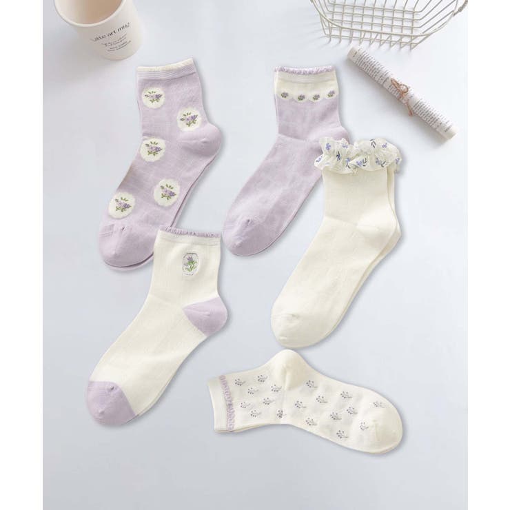 5足セット12タイプ【MOSOX】ガーリーデザインレーヨン混ソックス  | aimoha  | 詳細画像35 
