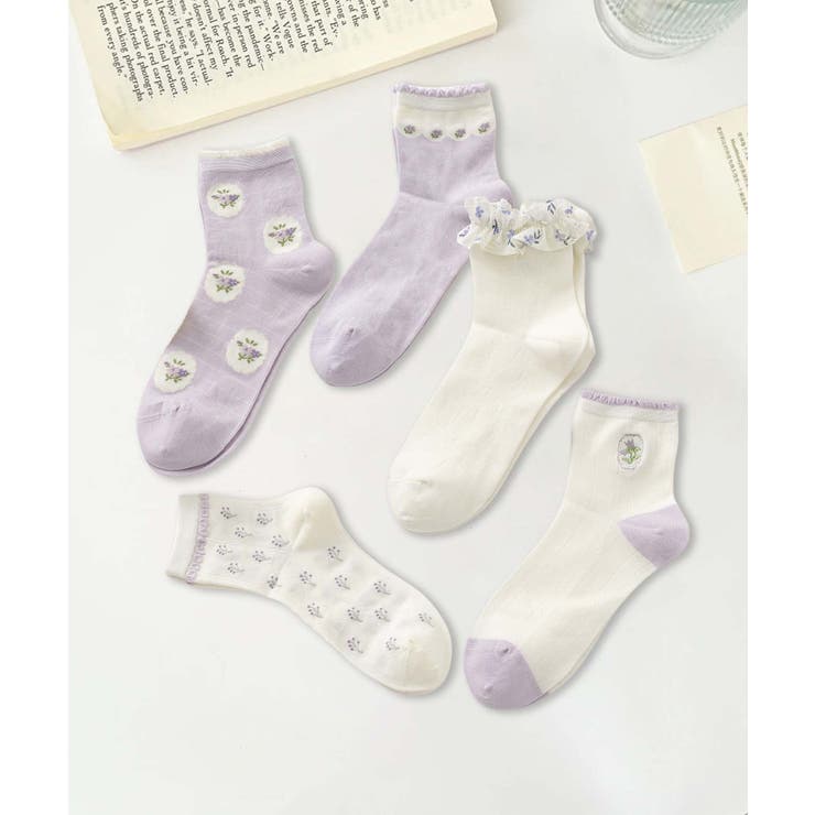 5足セット12タイプ【MOSOX】ガーリーデザインレーヨン混ソックス  | aimoha  | 詳細画像36 